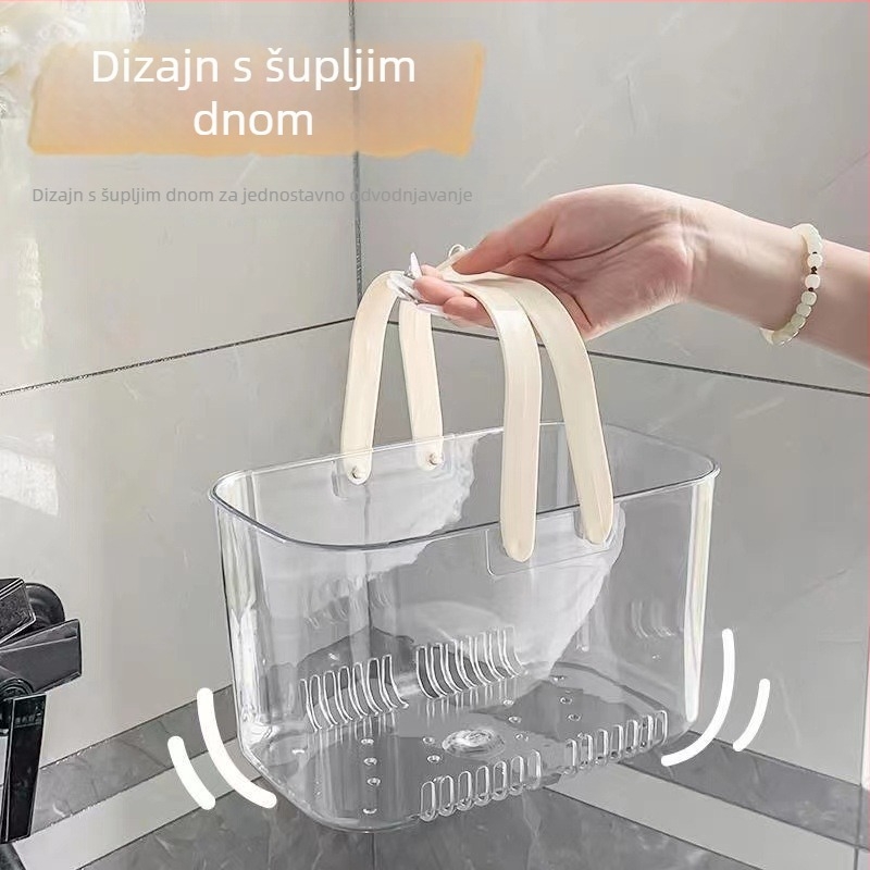 Prozirna ručna košarica za kupaonicu s odvodnim otvorima