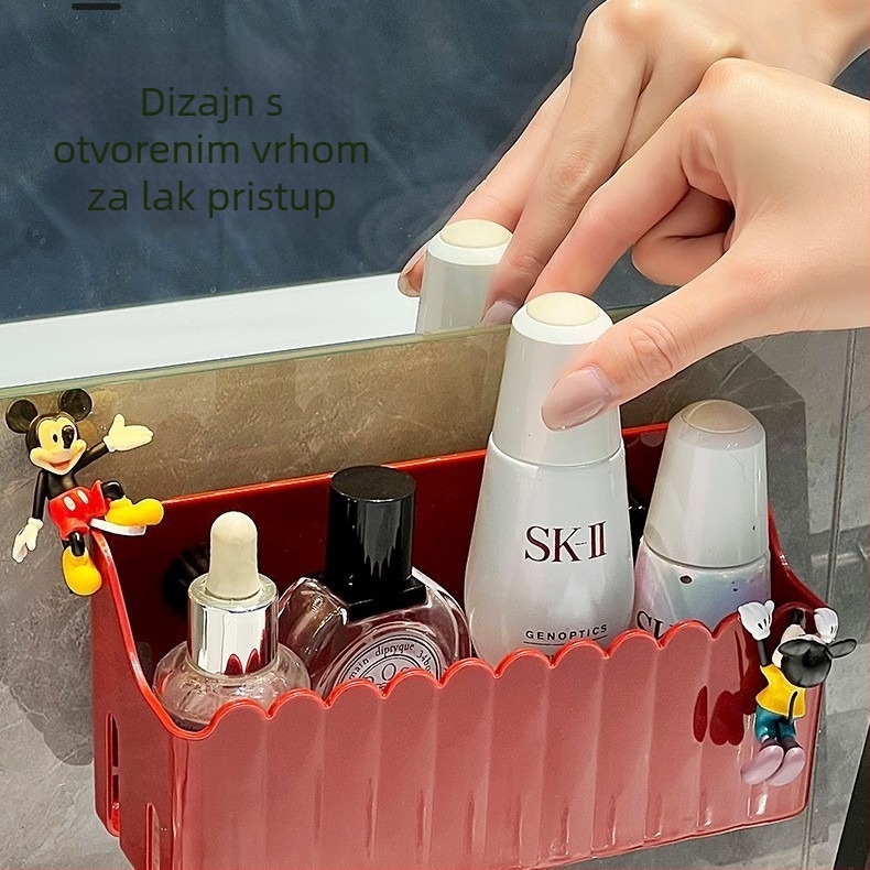 Plastični organizator za kupaonicu, košarica za pohranu kozmetike, zidni nosač bez bušenja