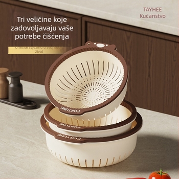 Kuhinjska odvodna posuda za povrće i voće, plastična, velik kapacitet, višenamjenska, okrugla