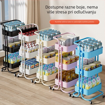 Višeslojna kolica od ugljičnog čelika, na podu, bez montaže, pokretna, za kuhinju i spavaću sobu, pohrana grickalica