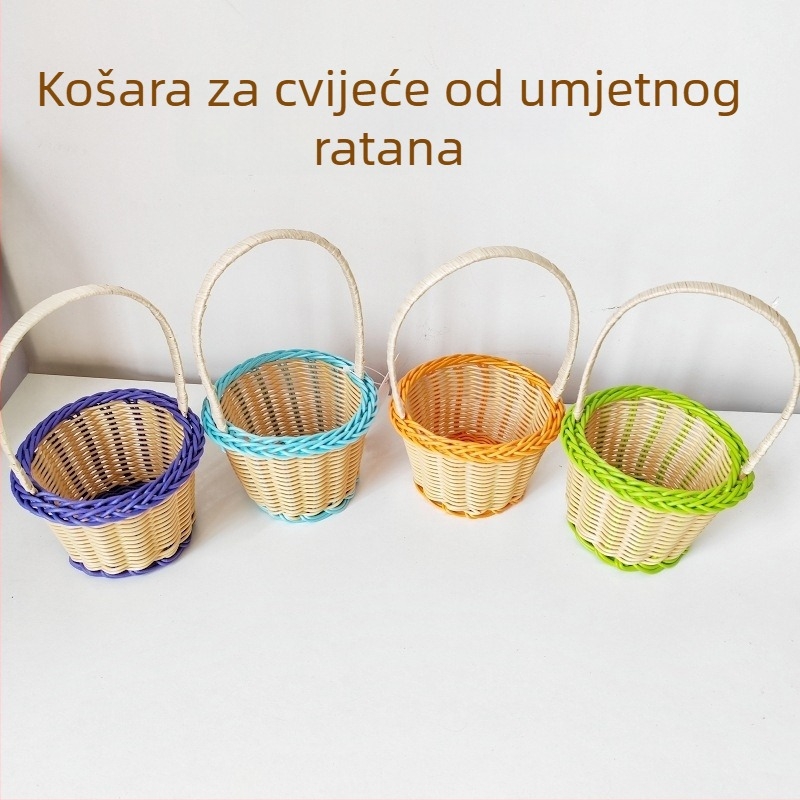 Nova prijenosna košarica za kozmetiku s ratanskim izgledom i slatkim motivom malog čudovišta
