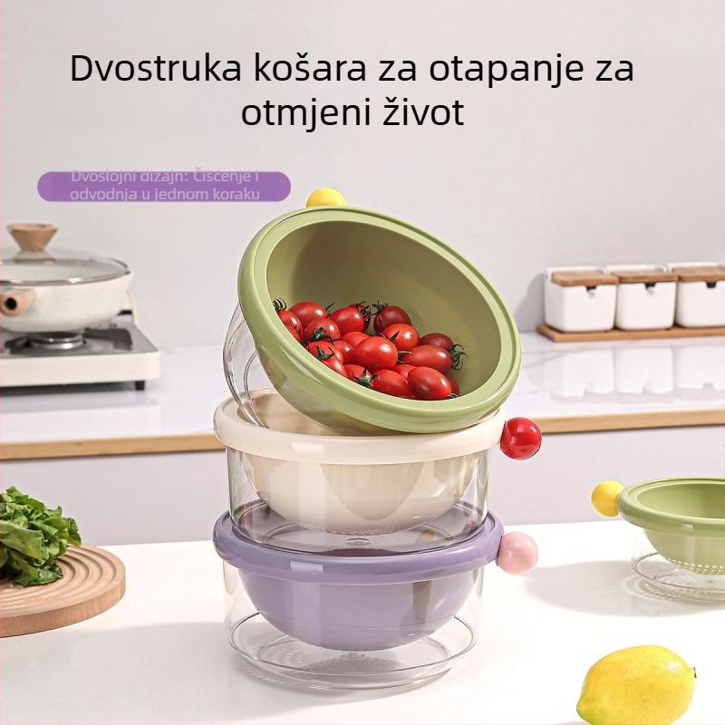 Dvostruki odvodni koš za voće, kućni koš za pranje voća, elegantan dizajn za dnevni boravak