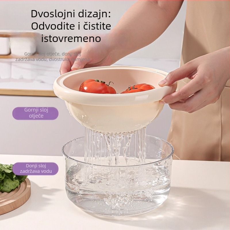 Dvostruki odvodni koš za voće, kućni koš za pranje voća, elegantan dizajn za dnevni boravak