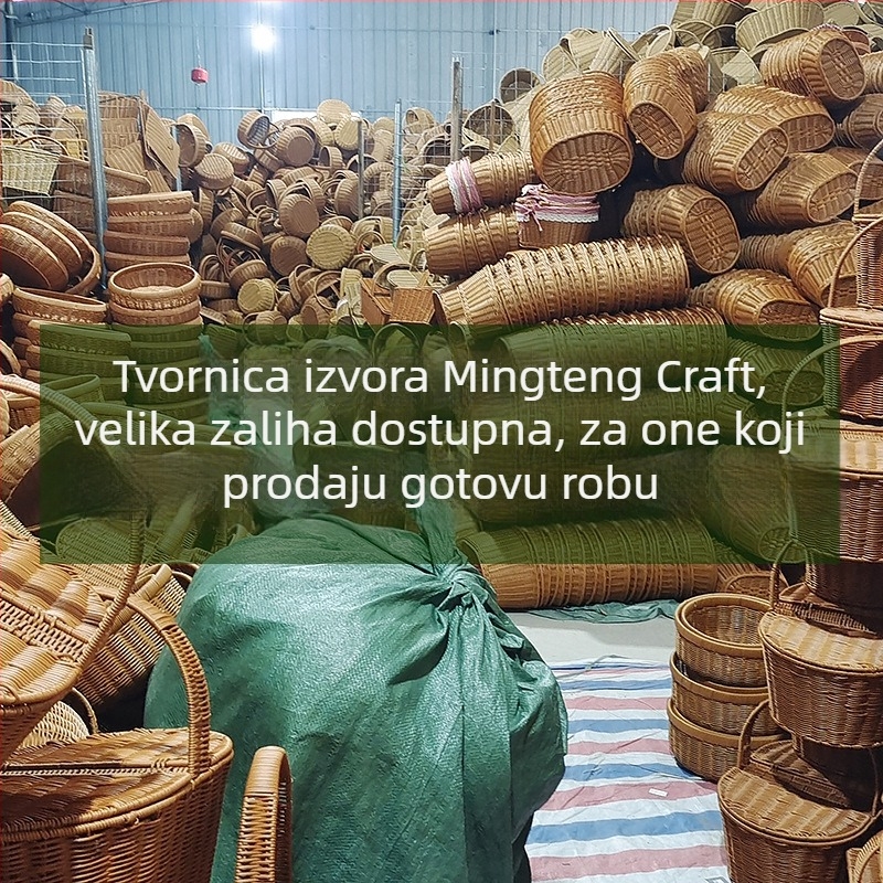 Koš za stolno skladištenje s poklopcem – ručno pleteni koš od prirodne slame i papirnate užadi, veličine veliki, srednji i mali