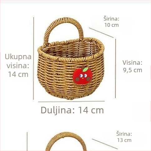 Ručna zidna polica za pohranu s imitacijom ratana, za kuhinju i kupaonicu