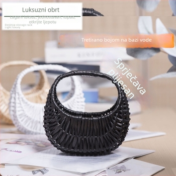 Košara za cvijeće od pletene pruće, DIY, ručno rađena, za piknik, skladištenje i rekvizite za fotografije