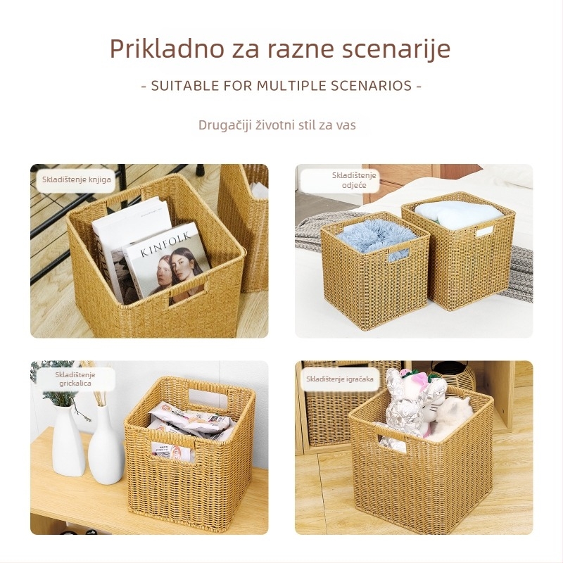Kvadratna košara za pohranu od imitacije ratana