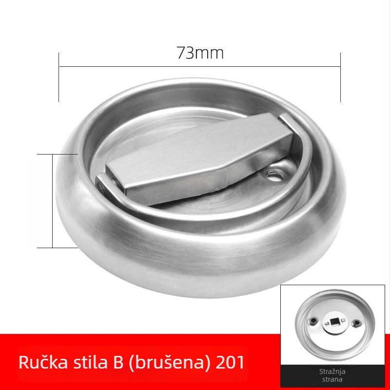 Kružna ručica od nehrđajućeg čelika 304, bez rupa, skrivena ručka za vrata i ormariće, sklopiva