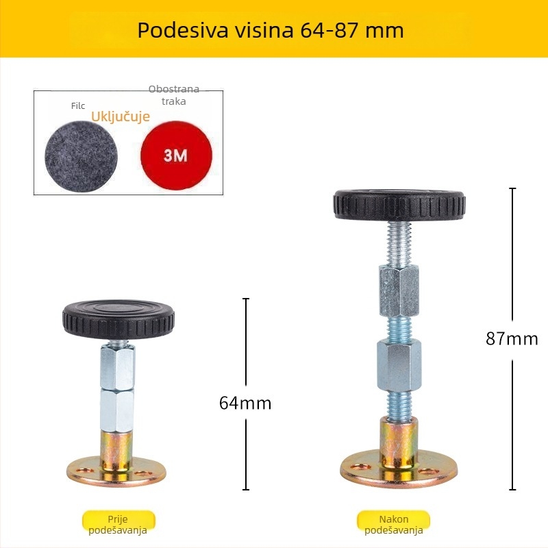 Stabilizator uz kreveta s podesivom podlogom, protiv sudara i vibracija, tiho djelovanje