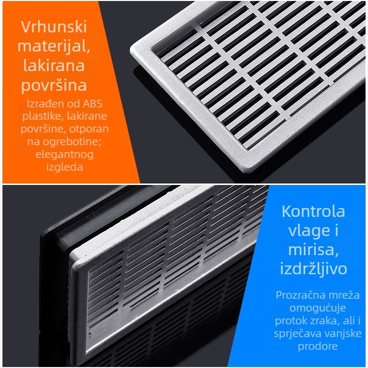 Prozračna mreža za ventilaciju za pravokutne ABS ormariće i ormariće za cipele, dekorativni poklopac ulaza zraka kuhinjskog plinskog štednjaka
