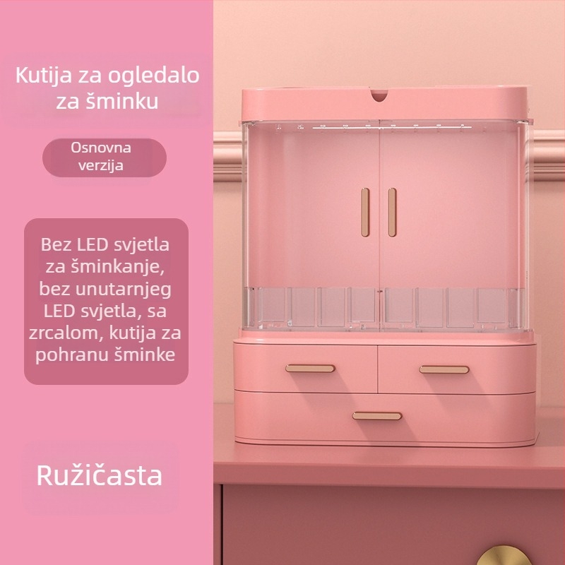 Stol za šminkanje s ugrađenim ogledalom i kutijom za kozmetiku, ABS plastični organizator za kozmetiku i nakit