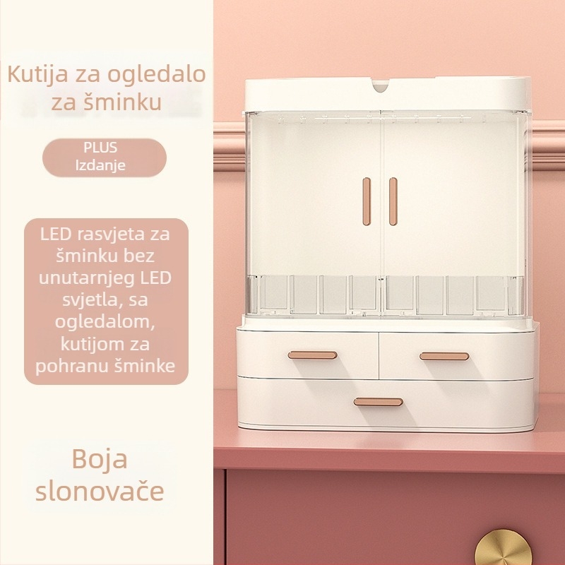 Stol za šminkanje s ugrađenim ogledalom i kutijom za kozmetiku, ABS plastični organizator za kozmetiku i nakit