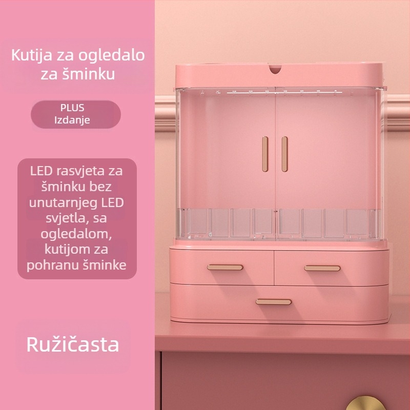 Stol za šminkanje s ugrađenim ogledalom i kutijom za kozmetiku, ABS plastični organizator za kozmetiku i nakit