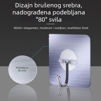 Ljepljivi držač bez bušenja s usisnom čašom, proziran i snažan, za kupaonicu i kuhinju, za školsku torbu i odjeću, bez tragova, bez čavlića, za stražnji dio vrata