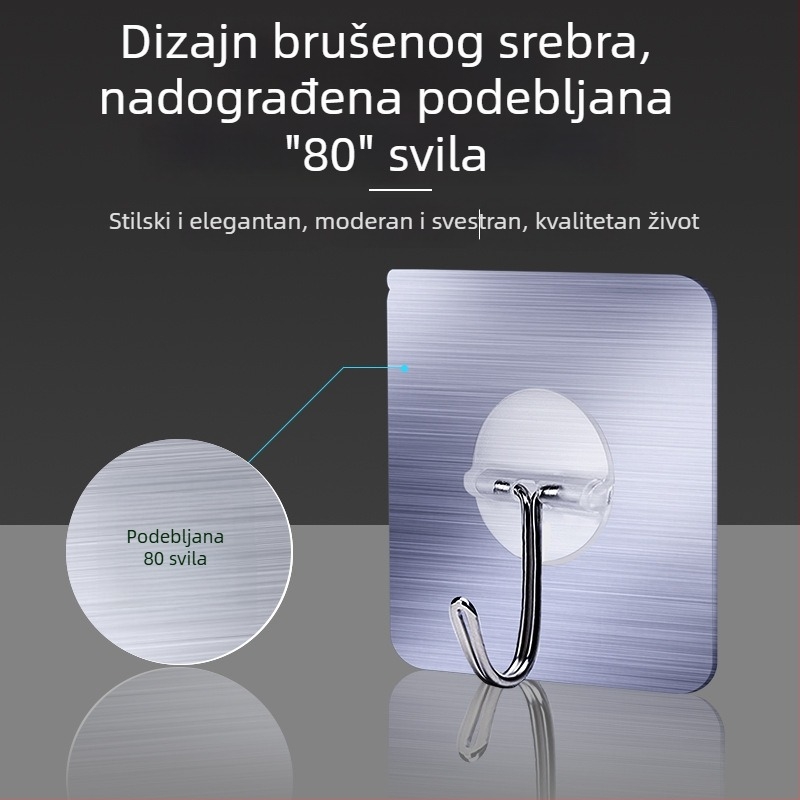 Ljepljivi držač bez bušenja s usisnom čašom, proziran i snažan, za kupaonicu i kuhinju, za školsku torbu i odjeću, bez tragova, bez čavlića, za stražnji dio vrata