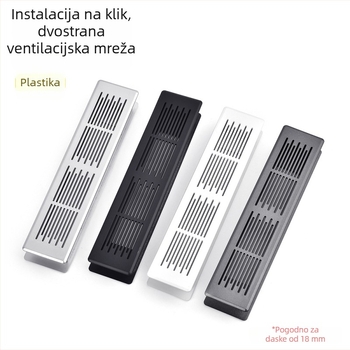 Plastični dvostrano prozračni mrežni panel za vrata ormara, pravokutnog oblika, otvori za ventilaciju, dekorativni poklopac