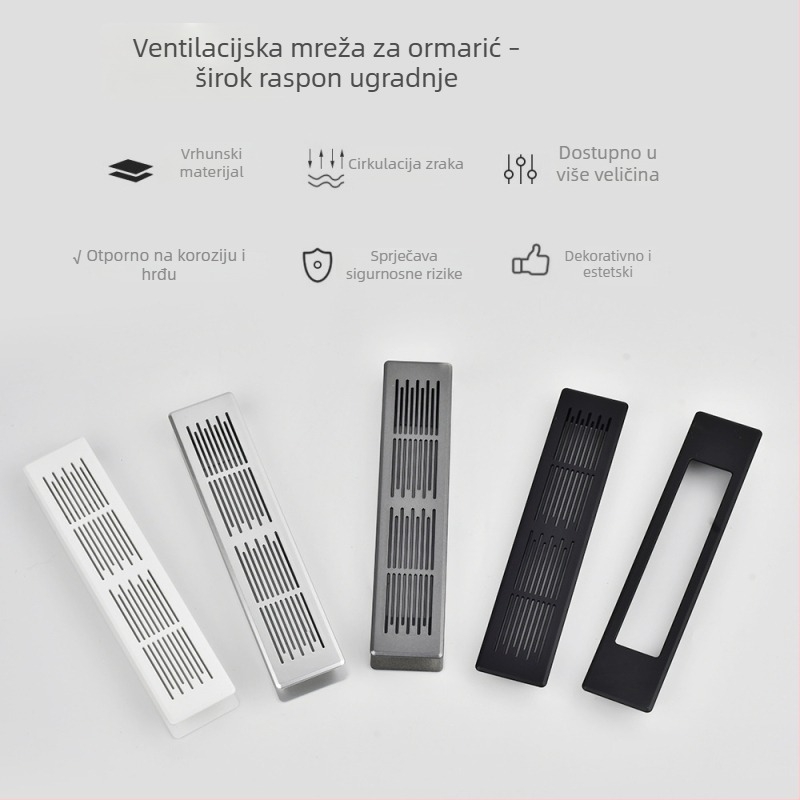Plastični dvostrano prozračni mrežni panel za vrata ormara, pravokutnog oblika, otvori za ventilaciju, dekorativni poklopac