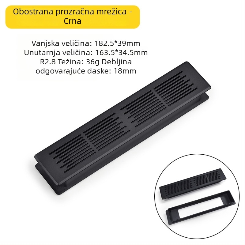 Plastični dvostrano prozračni mrežni panel za vrata ormara, pravokutnog oblika, otvori za ventilaciju, dekorativni poklopac