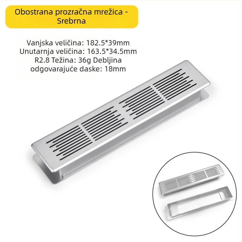 Plastični dvostrano prozračni mrežni panel za vrata ormara, pravokutnog oblika, otvori za ventilaciju, dekorativni poklopac