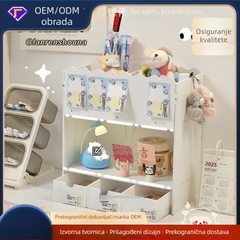 3-slojni kutni stolni regač za pohranu, desktop knjižna polica, PVC organizator, moderni minimalistički stil