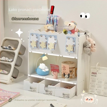 3-slojni kutni stolni regač za pohranu, desktop knjižna polica, PVC organizator, moderni minimalistički stil