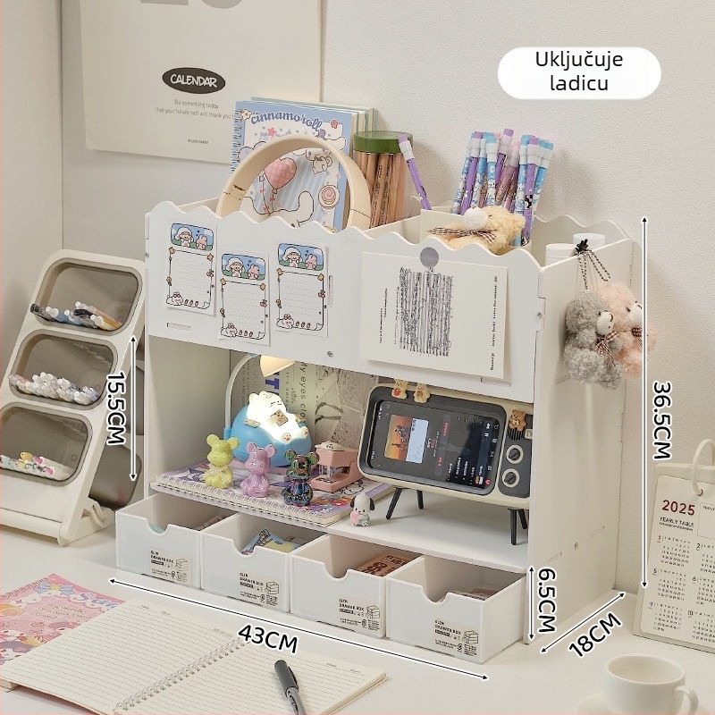 3-slojni kutni stolni regač za pohranu, desktop knjižna polica, PVC organizator, moderni minimalistički stil