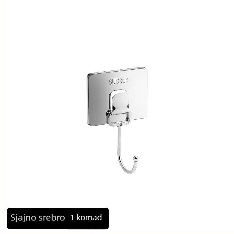 Vješak od nehrđajućeg čelika s jakim ljepilom, bez bušenja, za kupaonicu i kuhinju, nosivost iznad 30 kg