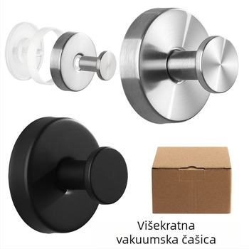 Kuka s usisnom čašom od nehrđajućeg čelika za kupaonicu i kuhinju, nosivost 5 kg, bez bušenja, jednostavna kuka, moderni minimalistički stil