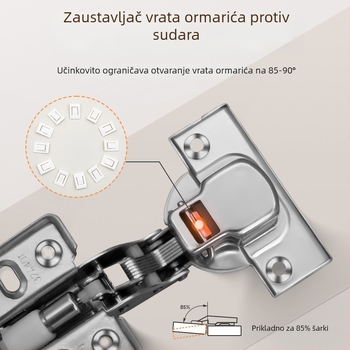 Ograničivač šarki ormara, amortizacijski jastučić, otvaranje 90°