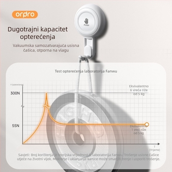 Hak s usisnom čašom, rotirajući, na zid kupaonice, bez bušenja, jedan kuk, nosivost 3–5 kg, bez tragova