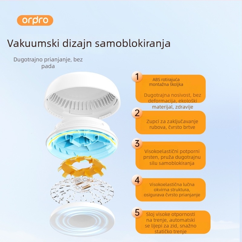 Hak s usisnom čašom, rotirajući, na zid kupaonice, bez bušenja, jedan kuk, nosivost 3–5 kg, bez tragova