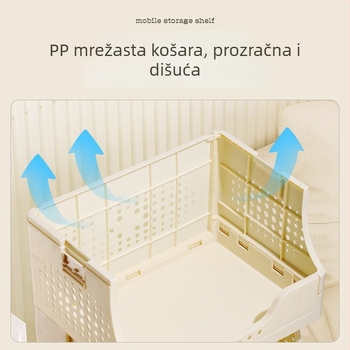 3-stupanjski prijenosni podni stalak za skladištenje s kotačićima, sklopivi rega za knjige