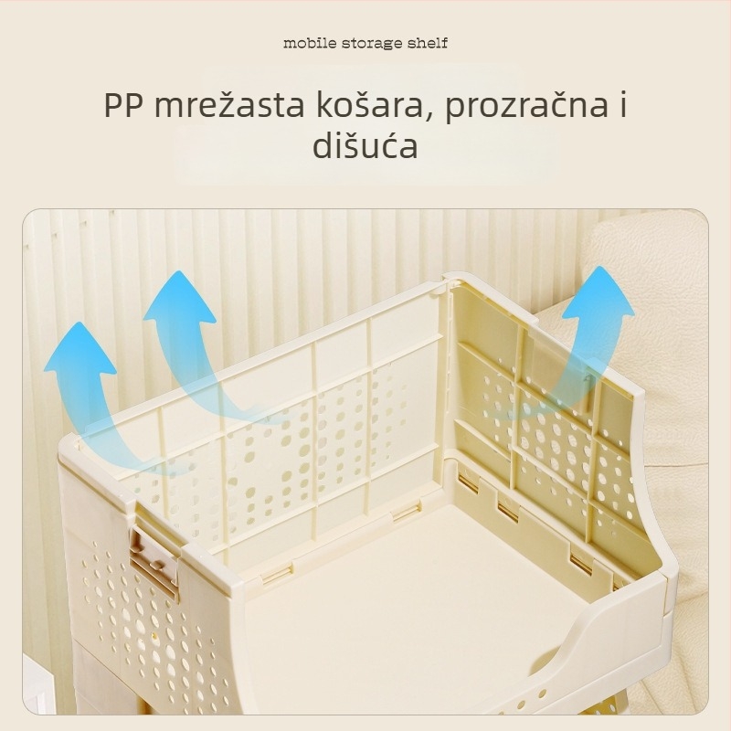 3-stupanjski prijenosni podni stalak za skladištenje s kotačićima, sklopivi rega za knjige