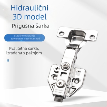 Hidraulijska 3D amortizacijska šarka za ormar, prilagodljiva, debela, tiha, bočni ugradnja
