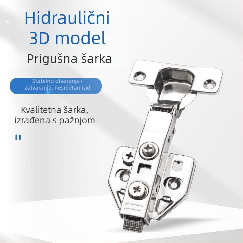 Hidraulijska 3D amortizacijska šarka za ormar, prilagodljiva, debela, tiha, bočni ugradnja