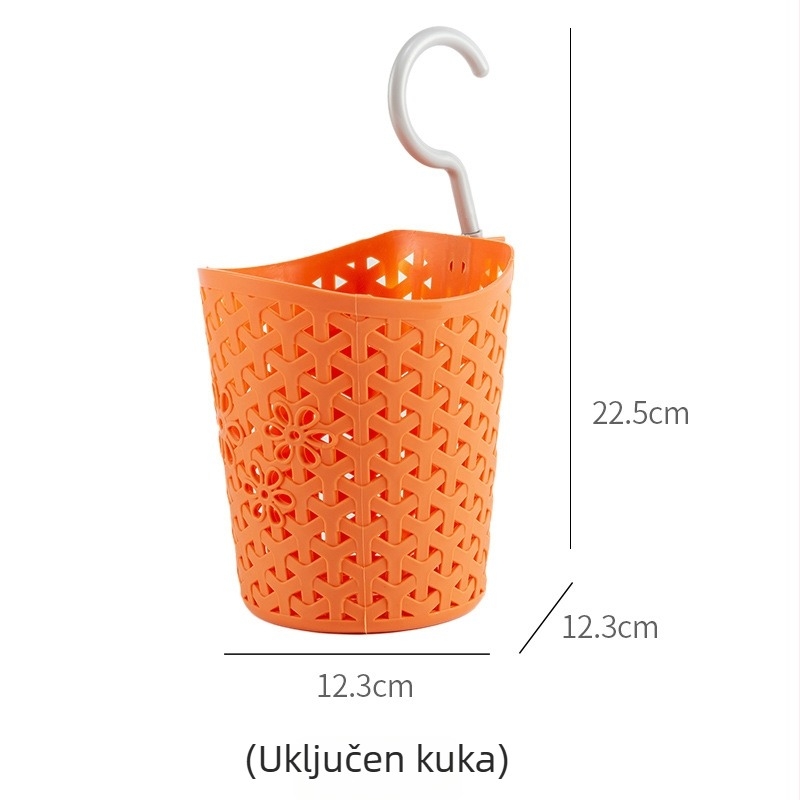 Plastična košara za pohranu, višestruka upotreba za kuhinju, spavaću sobu i kupaonicu; viseća košara s prozračnim dizajnom; pogodna i kao koš za smeće u automobilu