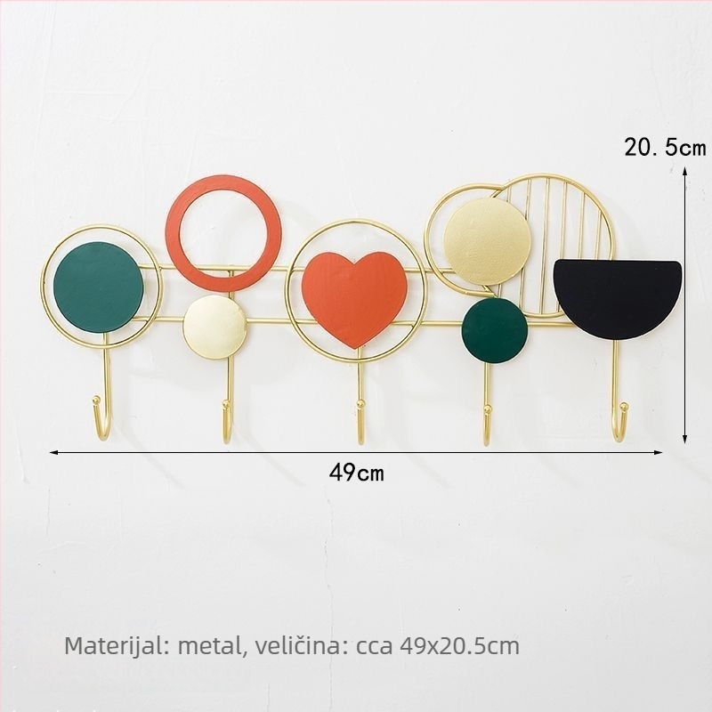 Kreativni zidni vješalica za ulaz, bez bušenja, metalni skandinavski stil, nosivost 5–10 kg