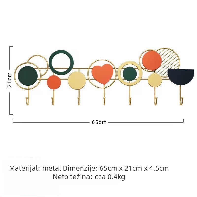 Kreativni zidni vješalica za ulaz, bez bušenja, metalni skandinavski stil, nosivost 5–10 kg