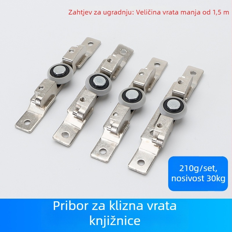 Skriveni set hardvera za klizna vrata za ugrađene ormariće i police – vodilica za staklena klizna vrata za knjižnice, ormariće i garderobe