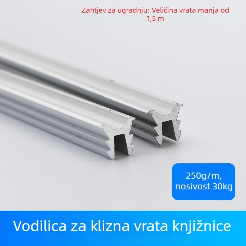 Skriveni set hardvera za klizna vrata za ugrađene ormariće i police – vodilica za staklena klizna vrata za knjižnice, ormariće i garderobe