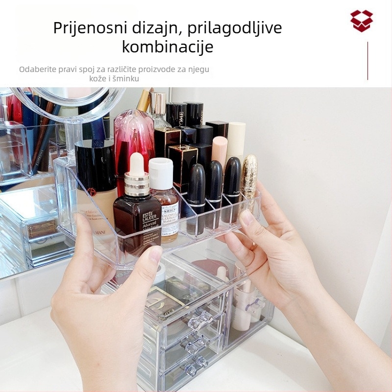 Prozirna kutija za pohranu ruževa i kozmetike sa ladicama, organizator nakita