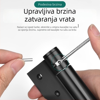 Nevidljiva šarka za vrata s oprugom i amortizerom, automatsko vraćanje, sklopni zatvarač za vrata, za drvena vrata i skrivena vrata, tiho djelovanje