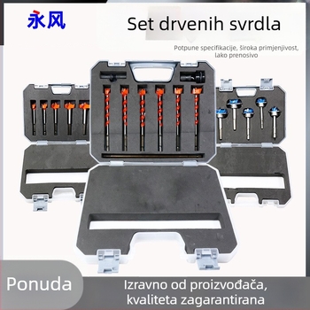 Set bušilica za otvaranje rupa u masivnom drvu za vrata, šestouga ručka, kutija s šarkama, ručna električna bušilica, navojački set bušilica