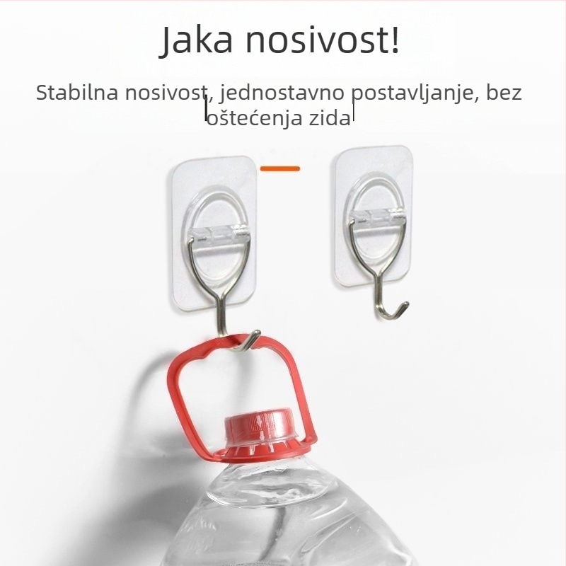4-komplet snažnih ljepilnih kukica bez bušenja, prozirne, za kuhinju i kupaonicu, na vrata ili zid za vješanje odjeće