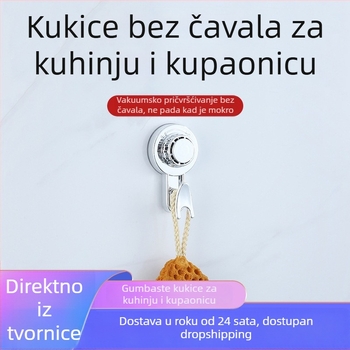 Zidna kuka s vakuumom, bez bušenja, snažna jednokuka, za kuhinju i kupaonicu, bez tragova na vratima
