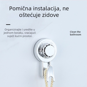 Zidna kuka s vakuumom, bez bušenja, snažna jednokuka, za kuhinju i kupaonicu, bez tragova na vratima
