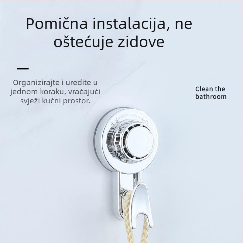 Zidna kuka s vakuumom, bez bušenja, snažna jednokuka, za kuhinju i kupaonicu, bez tragova na vratima