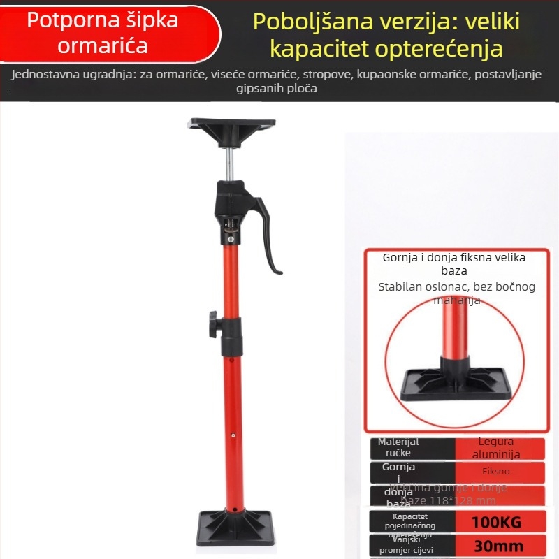 Podesiva šipka za podršku kupaonskog ormarića – zidni nosač i teleskopski alat za montažu suhozida