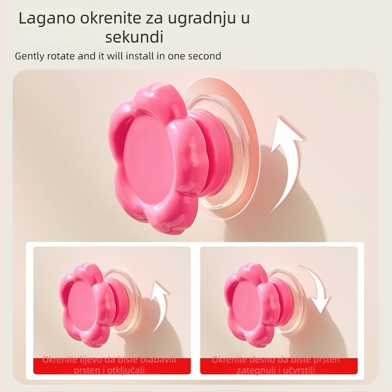 Kuka s cvjetnim oblikom i usisnom čašicom, bez bušenja, za kuhinju i kupaonicu, nosivost 1–3 kg