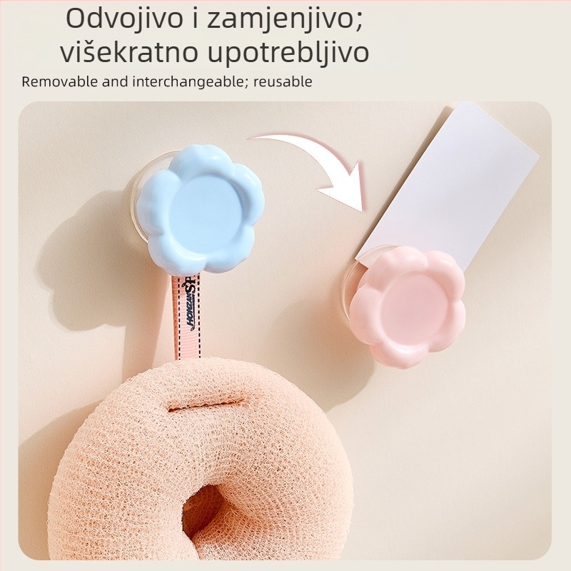 Kuka s cvjetnim oblikom i usisnom čašicom, bez bušenja, za kuhinju i kupaonicu, nosivost 1–3 kg